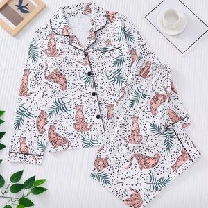 NEW Women Pajamas with Pink Leopard Print - Size M PJ
